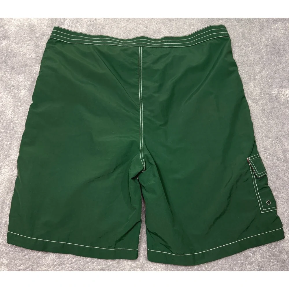 Polo Ralph Lauren Swim Trunks Mens XXL Green Board Shorts Cargo Plaid Trim Mesh